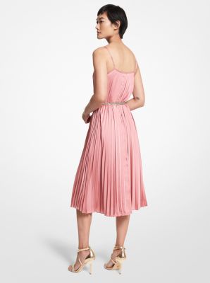 Robe plissée en satin in ROSE VIEILLI | Michael Kors