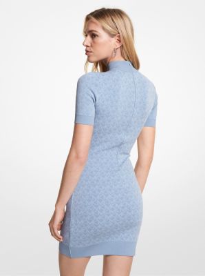 Logo Jacquard Mock Neck Dress