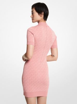 Robe à col montant en jacquard à logo in ROSE POUDRÉ | Michael Kors