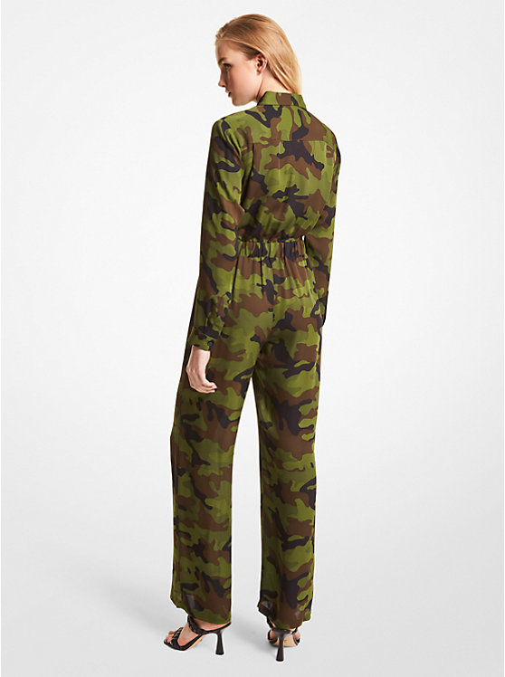 Camouflage Silk Georgette Jumpsuit image number 1