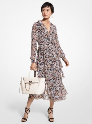 Michael kors botanical print cheap georgette dress