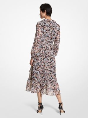 Michael kors mixed clearance botanical print georgette dress