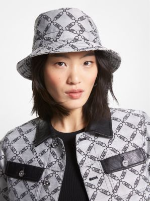 Bucket Hat with black LV Inspired Monogram print made from Faux