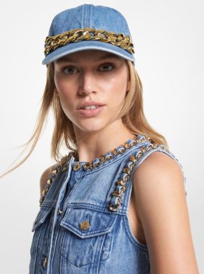 SAINT LAURENT Embellished denim baseball cap