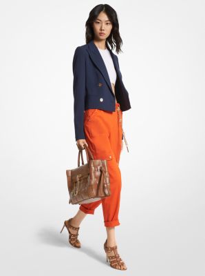 MK Cropped Crepe Blazer - Blue - Michael Kors MICHAEL Michael Kors