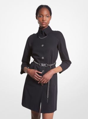 Michael kors black trench deals coat with gold buttons