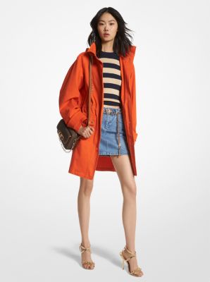 Orange Double Face Hooded Wrap Coat - Luxury Orange