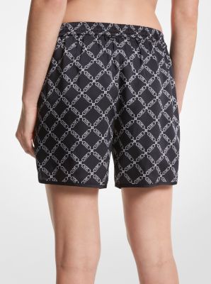 Empire Logo Print Satin Shorts