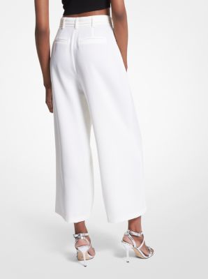 Pantalón pesquero de sarga elástica con cinturón in BLANCO | Michael Kors