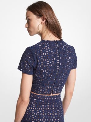 Crop Top aus Baumwolle mit Lochstickerei image number 1