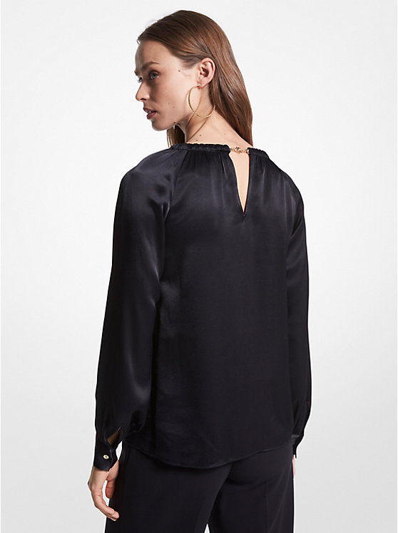 Chain-Link Cutout Charmeuse Blouse image number 1