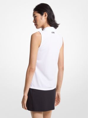Polo de golf sans manches en piqu&eacute; &agrave; logo in BLANC | Michael Kors