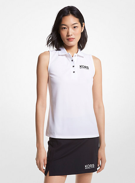 마이클 코어스 민소매 폴로티 Michaelkors Golf Logo Pique Sleeveless Polo Shirt,WHITE
