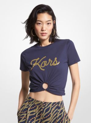 Logo Print Organic Cotton Cropped Ring T Shirt