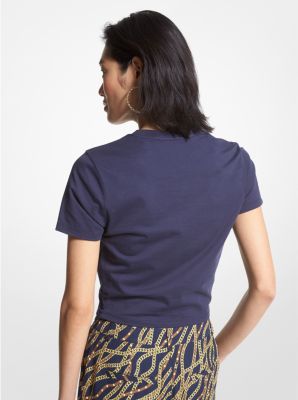 T-shirt court en coton biologique avec anneau et imprimé logo