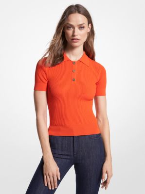 Ribbed Stretch Knit Polo Shirt image number 0