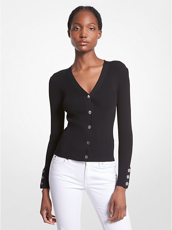 Ribbed Stretch Knit Cardigan image number 0