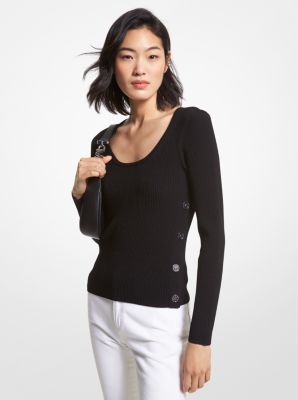 Ribbed Stretch Knit Sweater