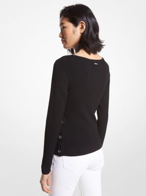 Pullover in maglia stretch a coste image number 1