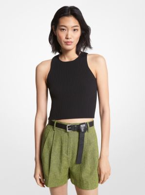 Ribbed Recycled Viscose Blend Cropped Tank Top image number 0