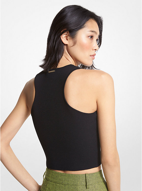 Ribbed Recycled Viscose Blend Cropped Tank Top image number 1