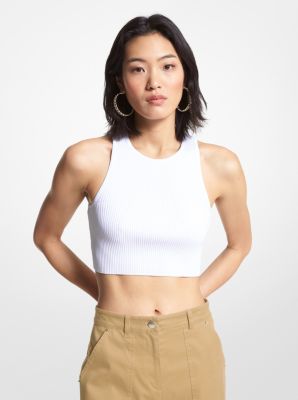 KJIUQ Womens Sexy Sleeveless Crewneck Workout Crop Tops Rib-Knit