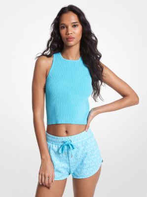 Ribbed Recycled Viscose Blend Cropped Tank Top