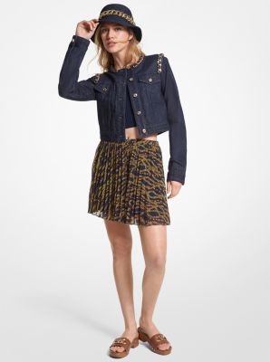 Status Print Georgette Pleated Skirt Michael Kors Canada