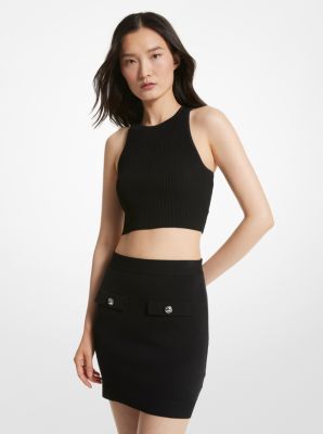 Ribbed Tube Top And Mini Skirt in Black