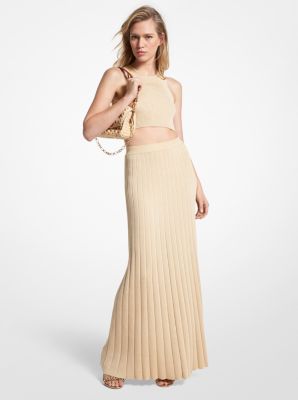 Metallic Ribbed Knit Skirt | Michael Kors Canada