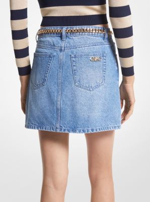 MK Stretch Denim Mini Skirt - Bone - Michael Kors Price in