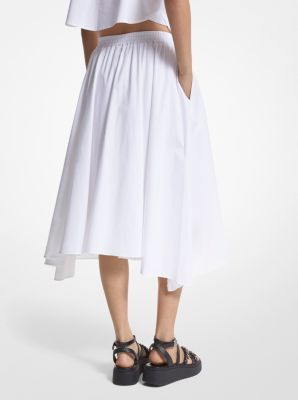 Stretch Organic Cotton Poplin Handkerchief Midi Skirt image number 1