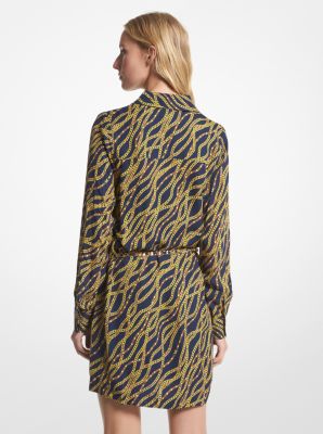 Status Print Georgette Mini Shirtdress image number 1