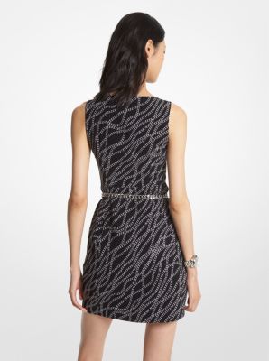 Minivestido de sarga el&aacute;stica con estampado status in NEGRO/PLATEADO | Michael Kors