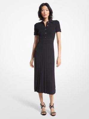 Ribbed Stretch Knit Polo Dress image number 0