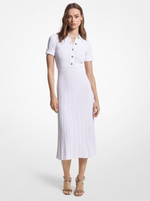 Ribbed Stretch Knit Polo Dress