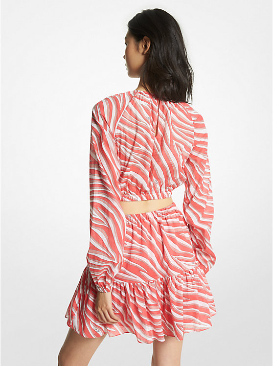 Zebra Print Cotton Lawn Cutout Dress image number 1