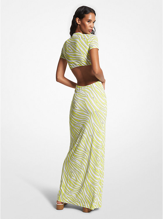 Zebra Print Matte Jersey Cutout Dress image number 1