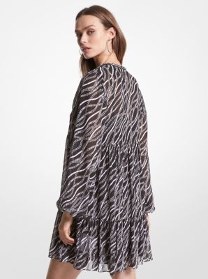 Status Print Georgette Babydoll Dress | Michael Kors Canada