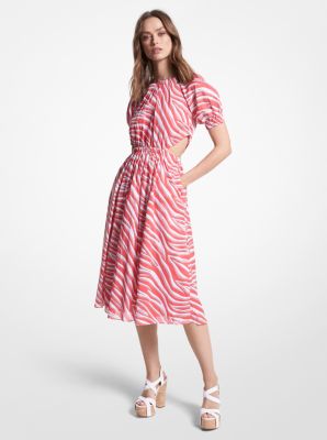 Zebra Print Cotton Lawn Cutout Dress
