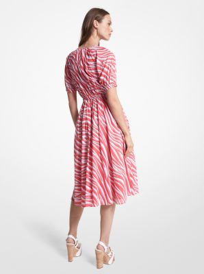 Zebra Print Cotton Lawn Cutout Dress