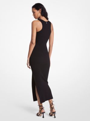 Ribbed Stretch Knit Tank Dress in BLACK | Michael Kors