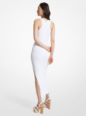 Robe camisole en tricot extensible côtelé