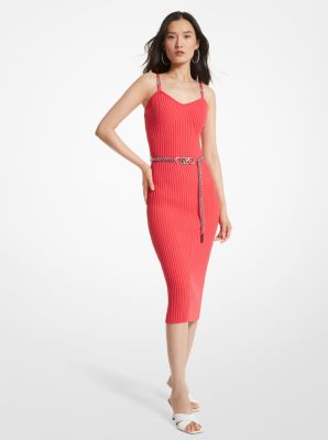 Michael kors belted sale ribbed knit dress