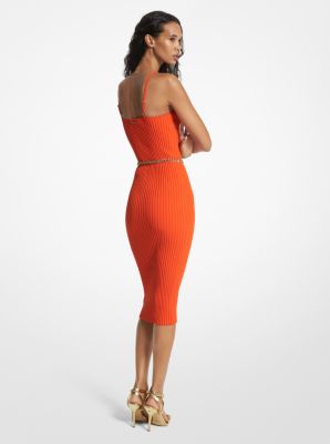 Stretch viscose dress, red orange