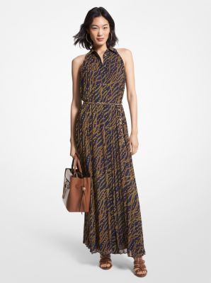 Status Print Georgette Halter Dress image number 0