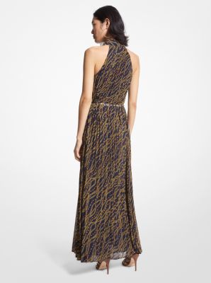 Status Print Georgette Halter Dress | Michael Kors