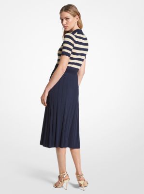 Robe polo rayée en tricot métallisé image number 1