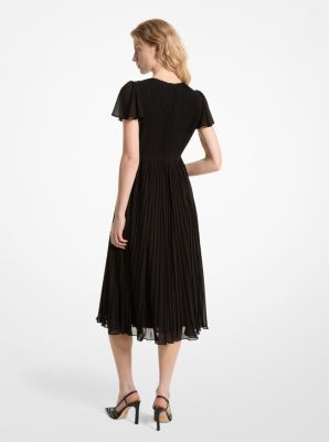 Vestido midi de georgette plisado