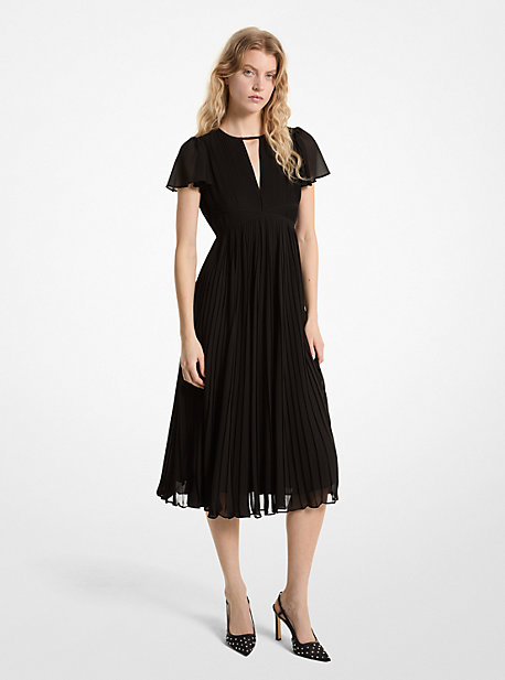 마이클 코어스 원피스 Michael Kors Pleated Georgette Midi Dress,BLACK